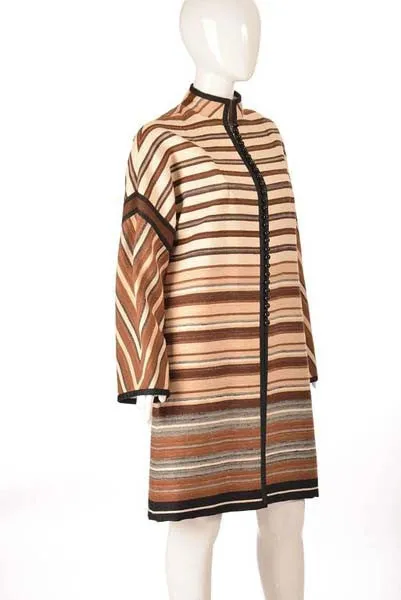 1960's Shireen McKee Haute Couture Striped Wool Coat