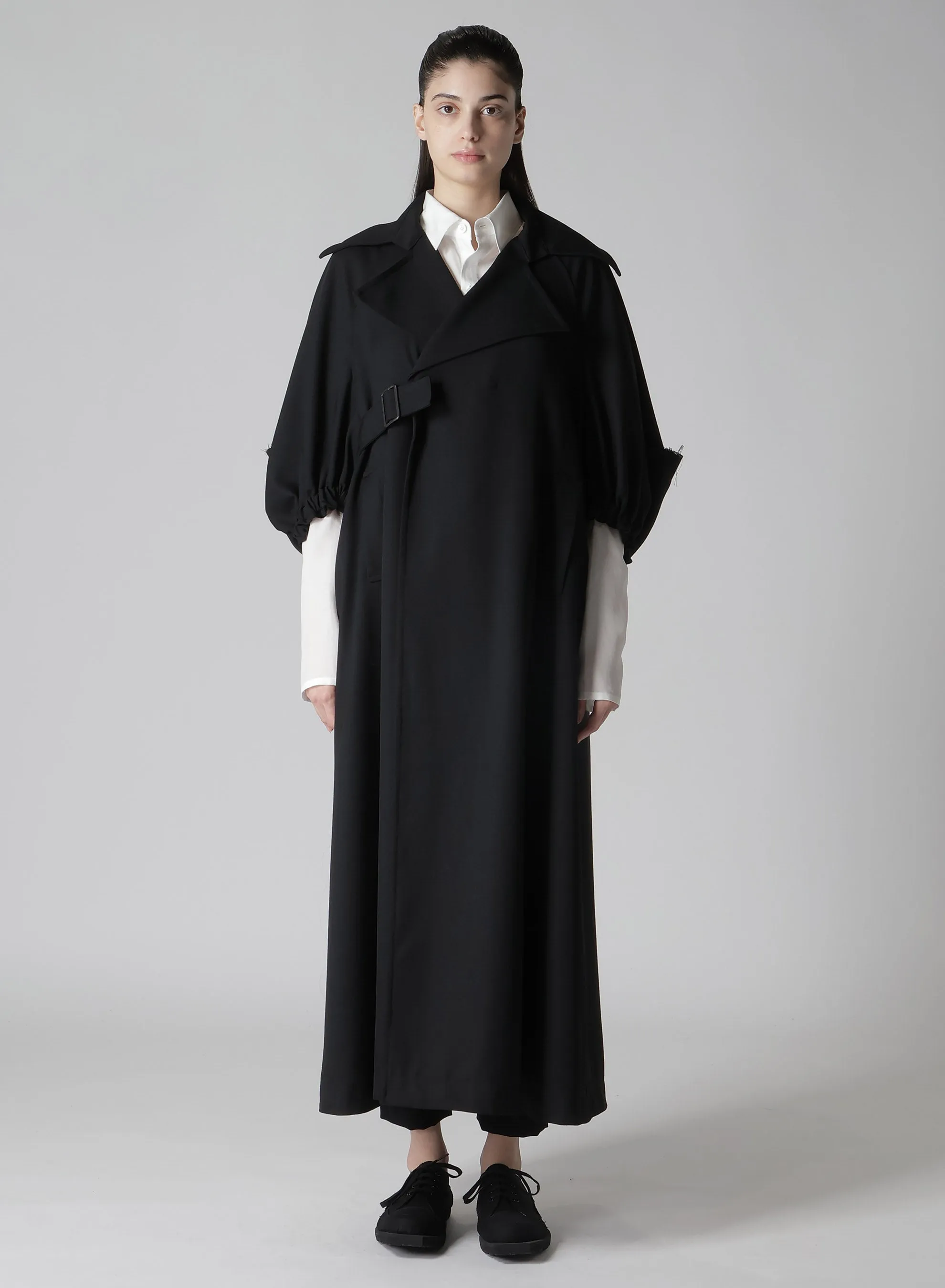 2/60 WOOL GABARDINE BALLOON SLEEVE COAT