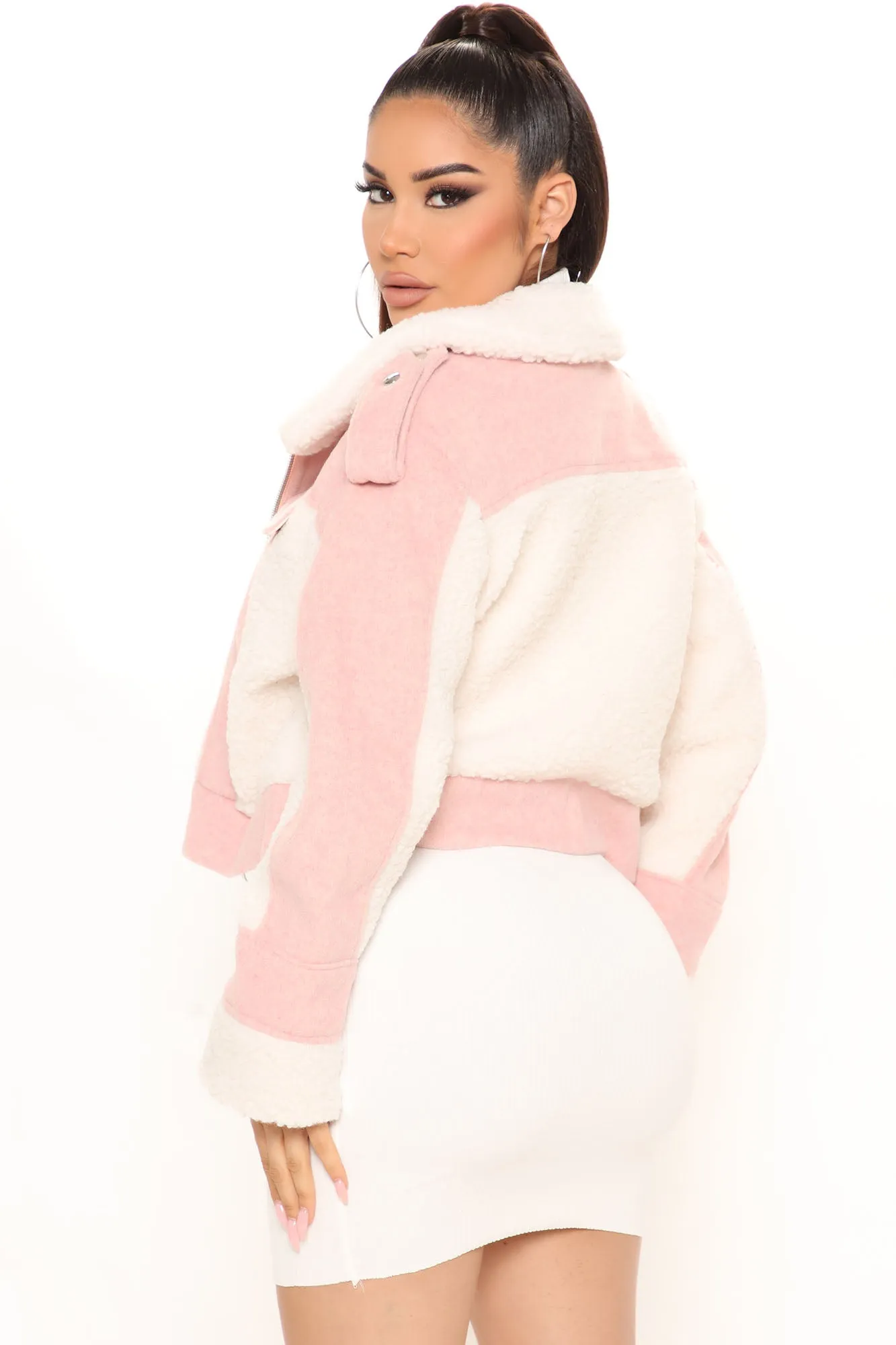 Along For The Ride Sherpa Jacket - Pink