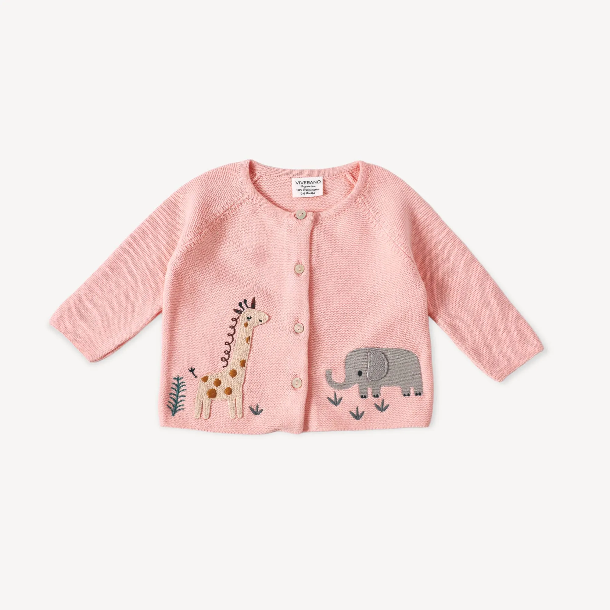 Animal Safari Embroidered Baby Cardigan Sweater (Organic)