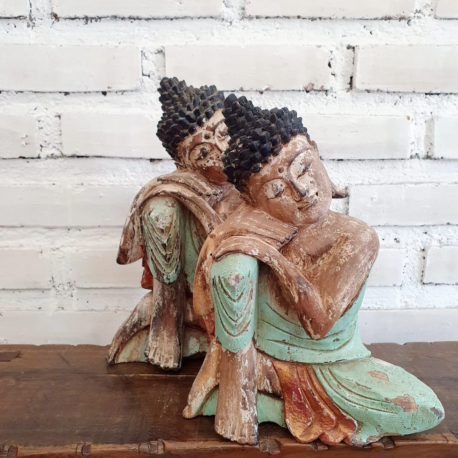 Antique Resting Wooden Buddha (W)