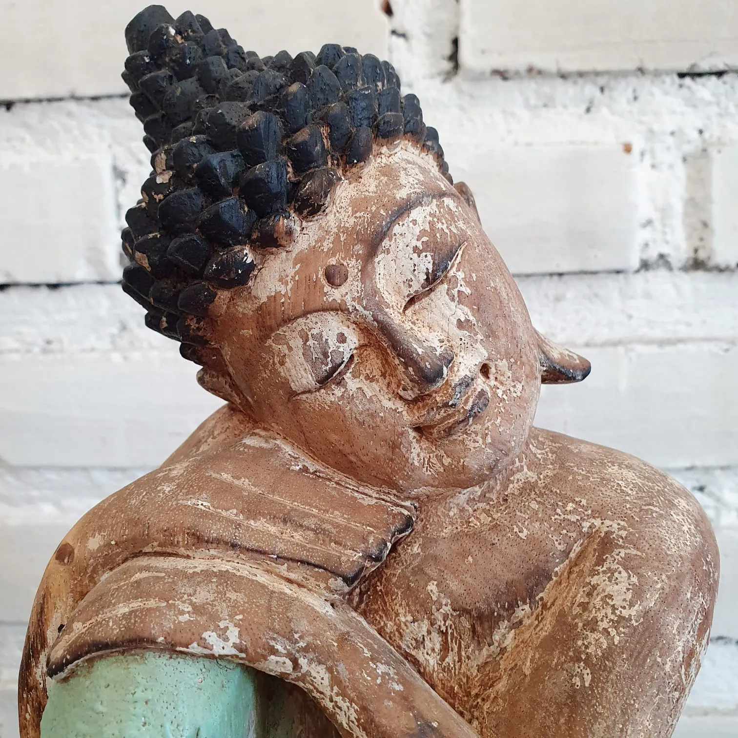 Antique Resting Wooden Buddha (W)