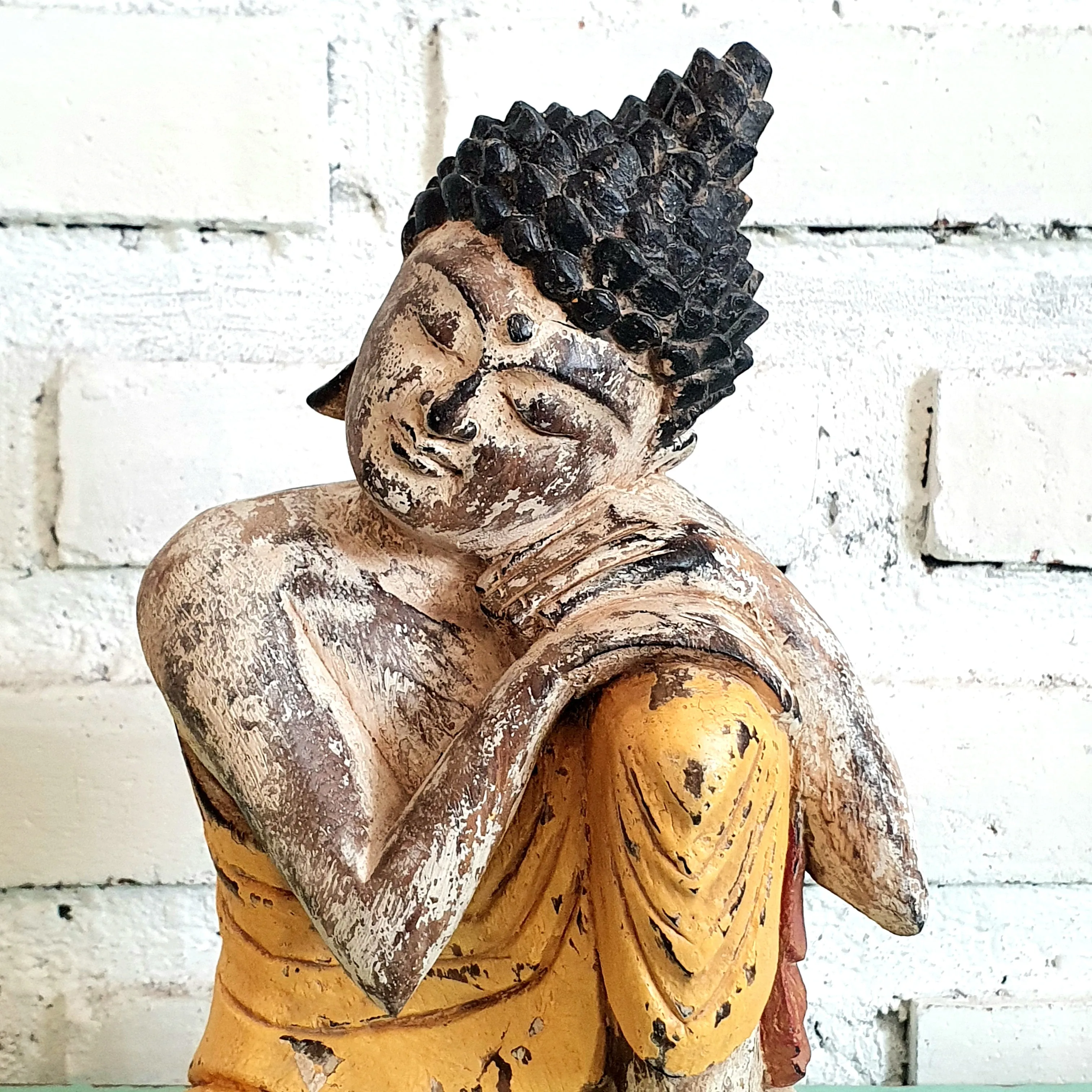 Antique Resting Wooden Buddha (W)