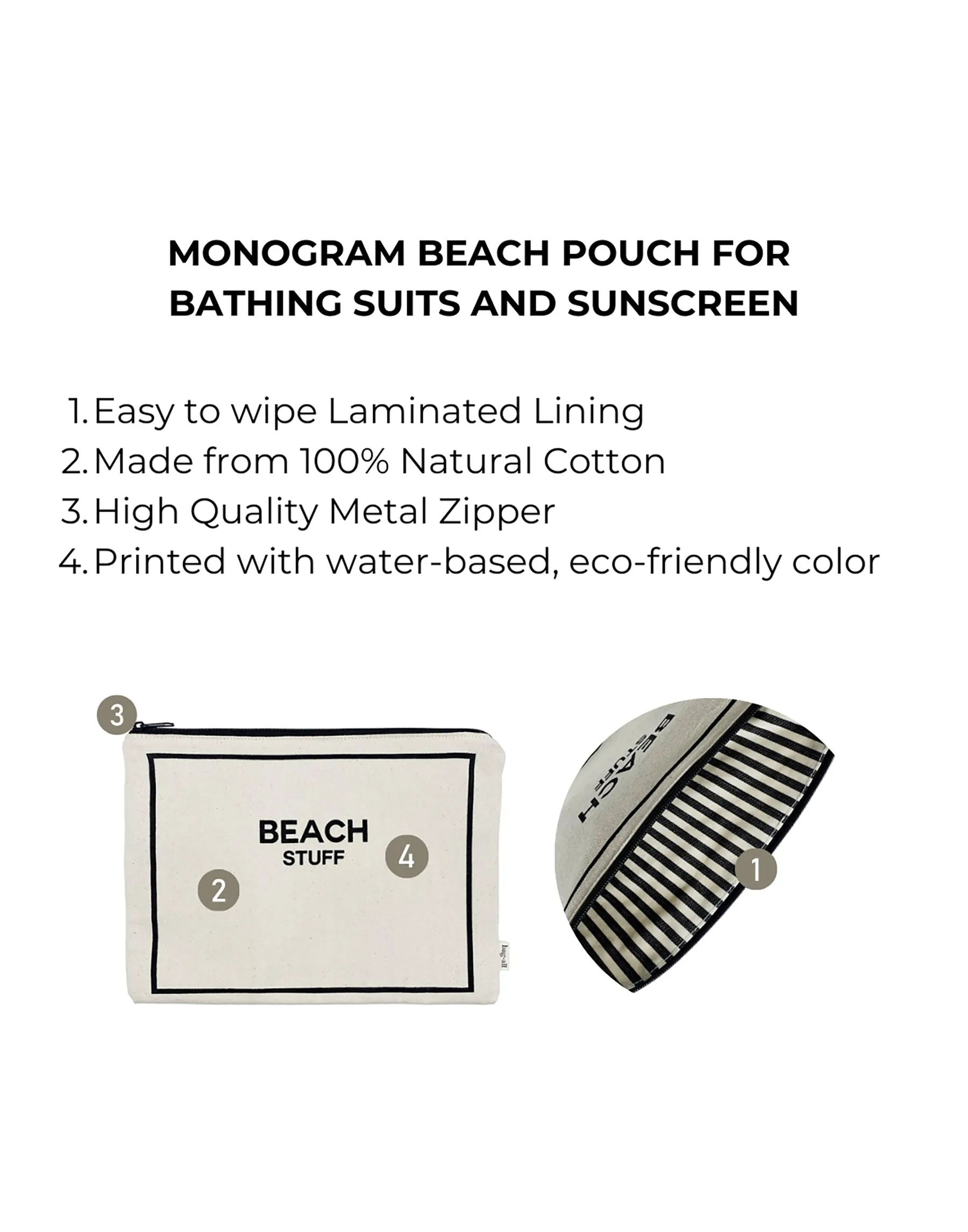 Beach Pouch for Bathing Suits and Sunscreen by Bag-all - Cream