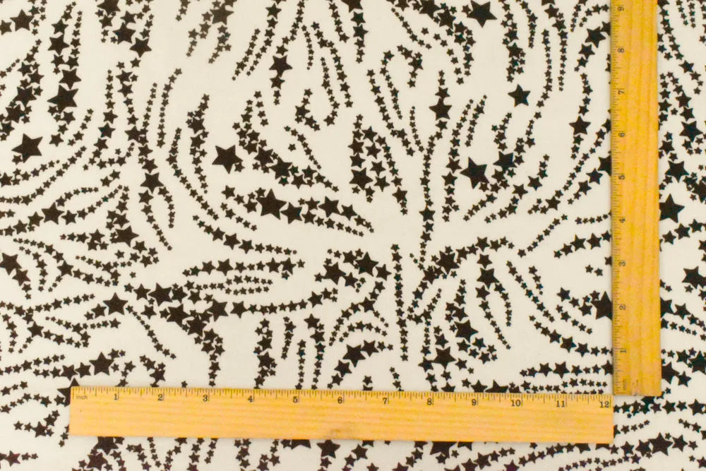 Beige-Black Famous Designer Star Printed Viscose Crepe Faille Woven Fabric