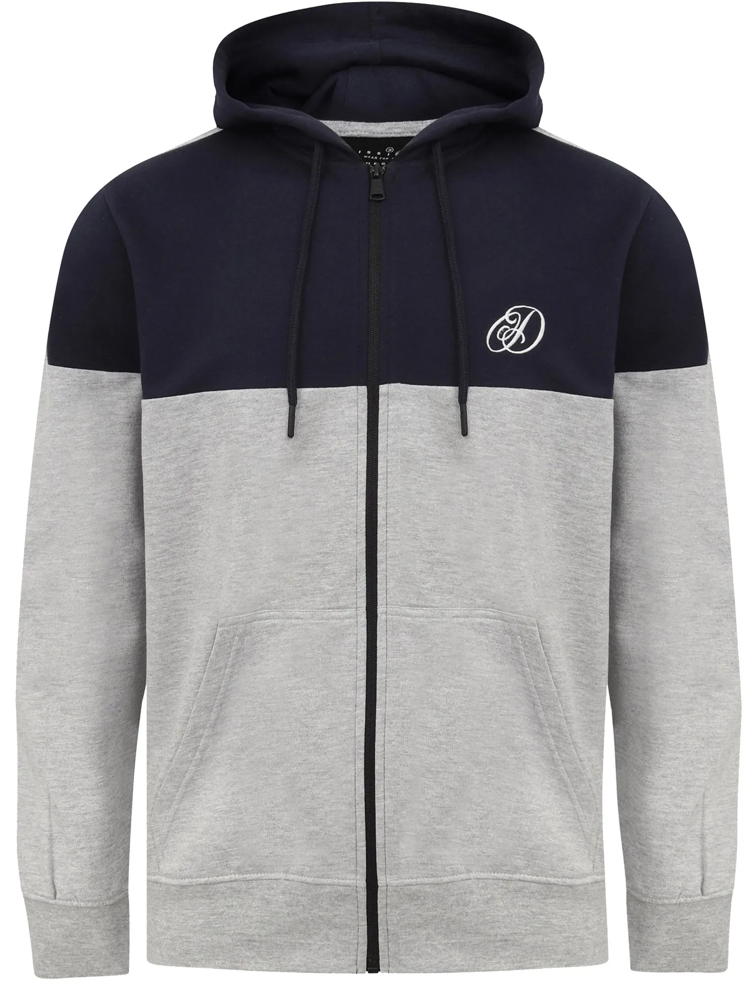 Berdi Colour Block Zip Through Hoodie in Navy - Dissident