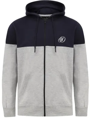 Berdi Colour Block Zip Through Hoodie in Navy - Dissident