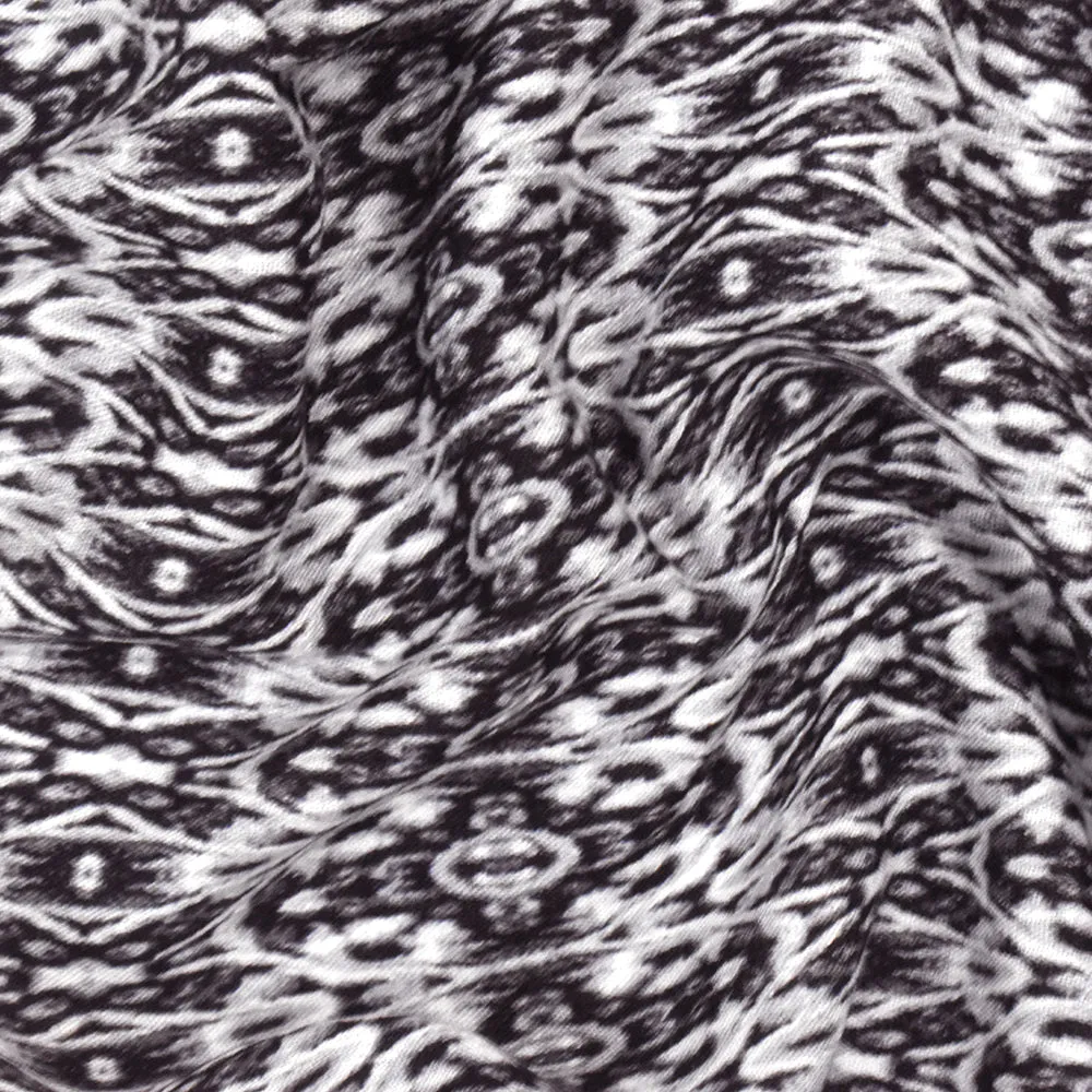 Black-Gray-Multi Abstract Kaleidoscope Printed Cotton Gauze Fabric