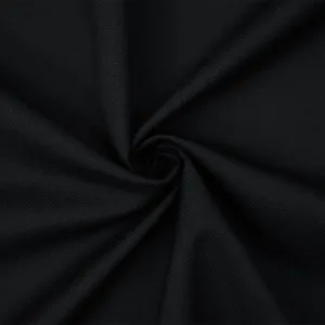 Black Poly-Wool Solid Twill Suiting Woven Fabric