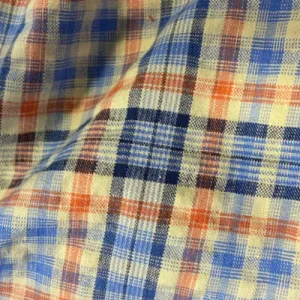 Blue/Orange | STRETCH Seersucker Shirting - SKU 6824B #S156A