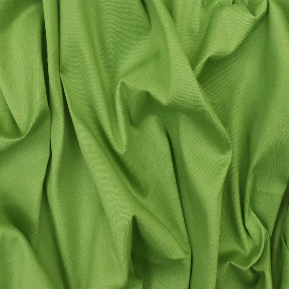 Bud Green Solid Stretch Cotton Poplin Woven Fabric