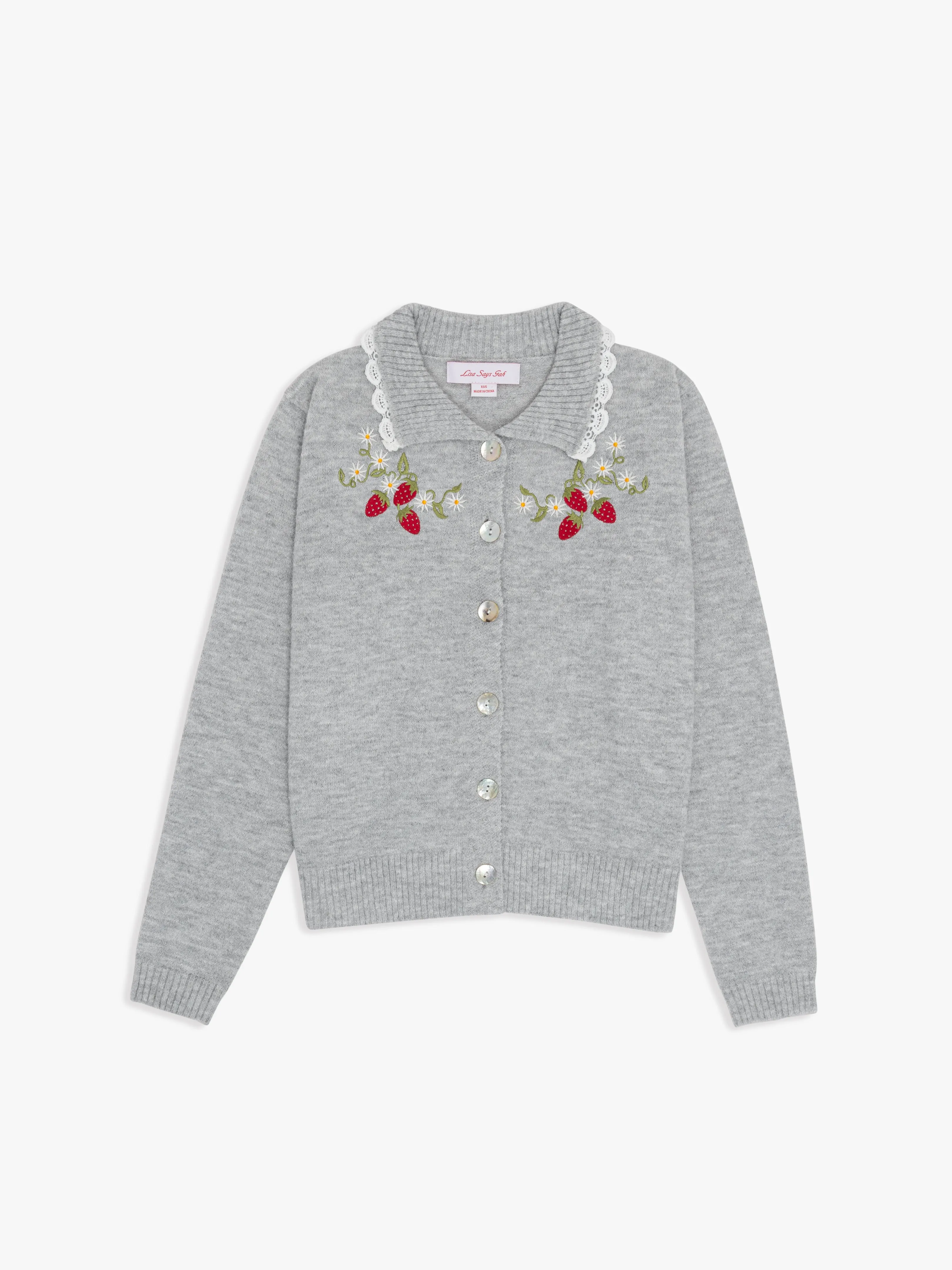 Callie Embroidered Cardigan - Strawberry Vine