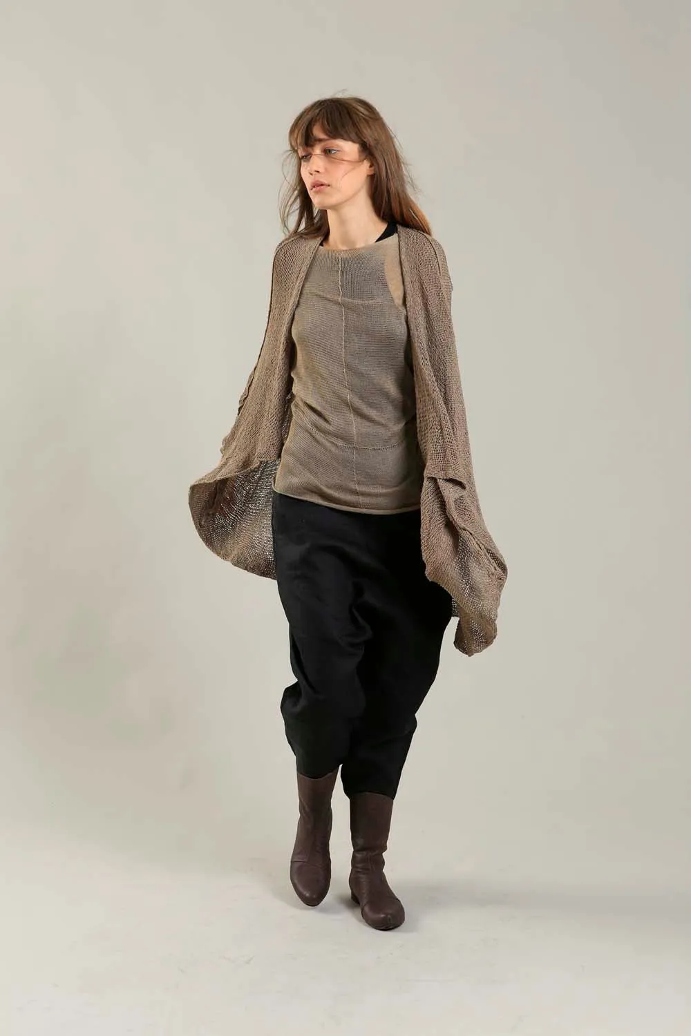 Camel Dark Taupe Oversized T Light Sweater with Pockets