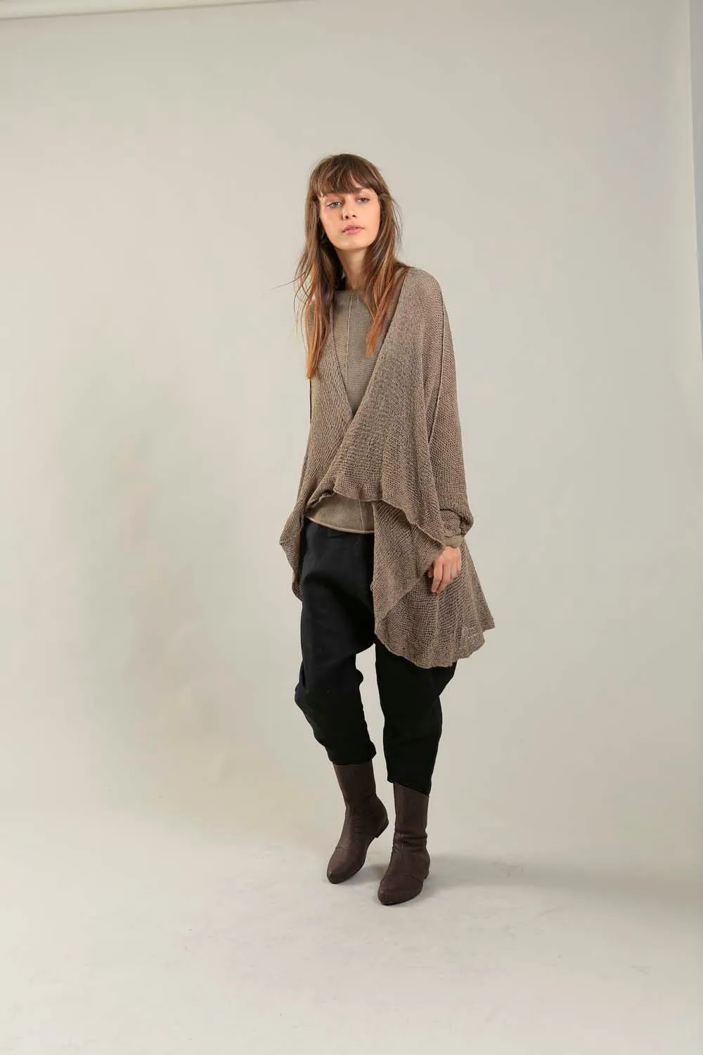 Camel Dark Taupe Oversized T Light Sweater with Pockets