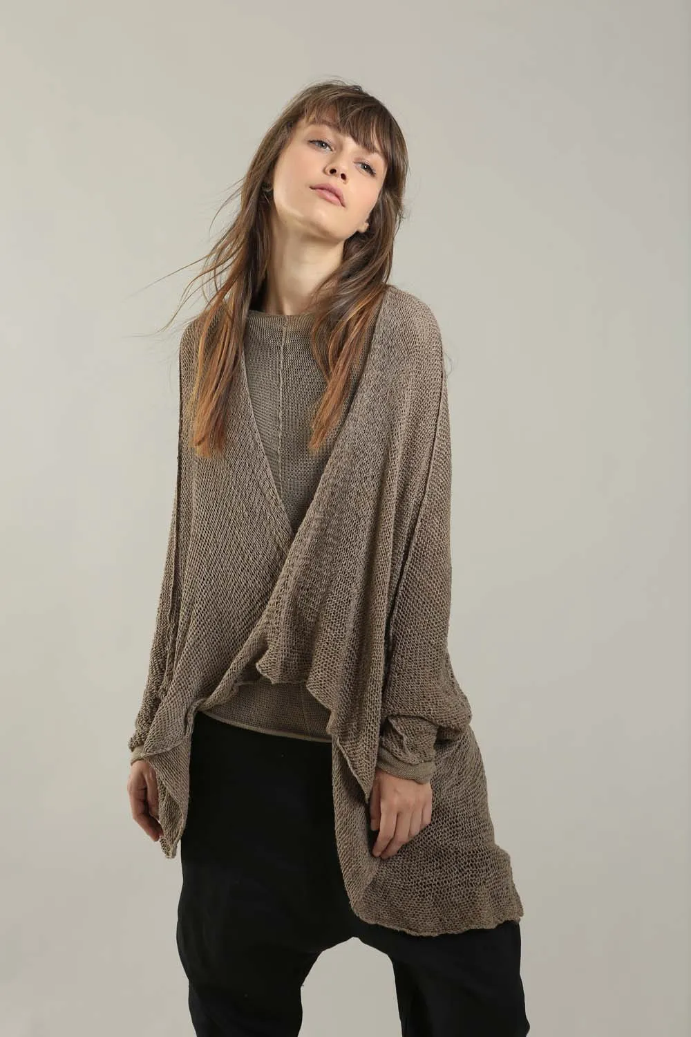 Camel Dark Taupe Oversized T Light Sweater with Pockets