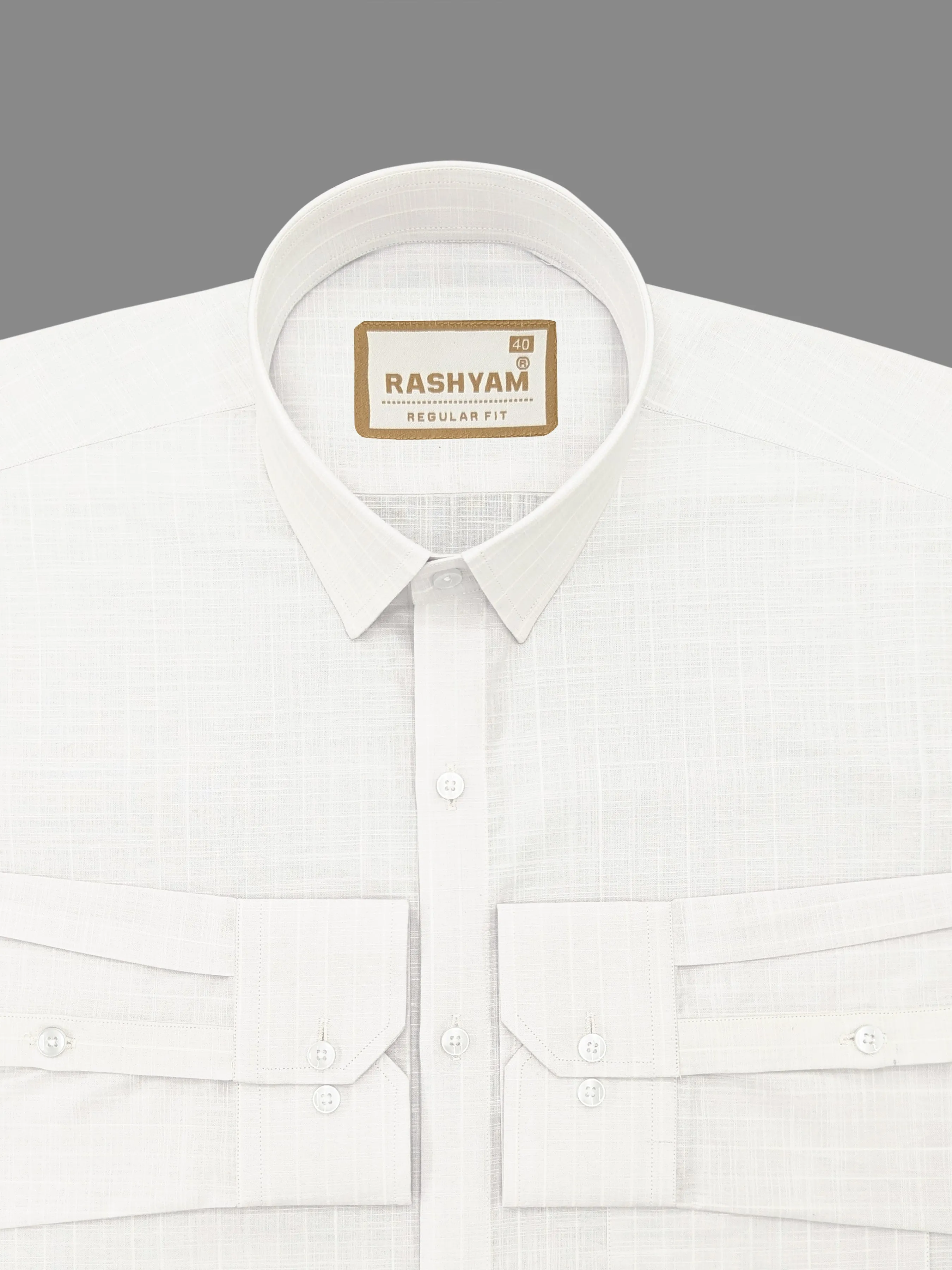 Chianti Premium Cotton White Light Line Formal Shirt For Men