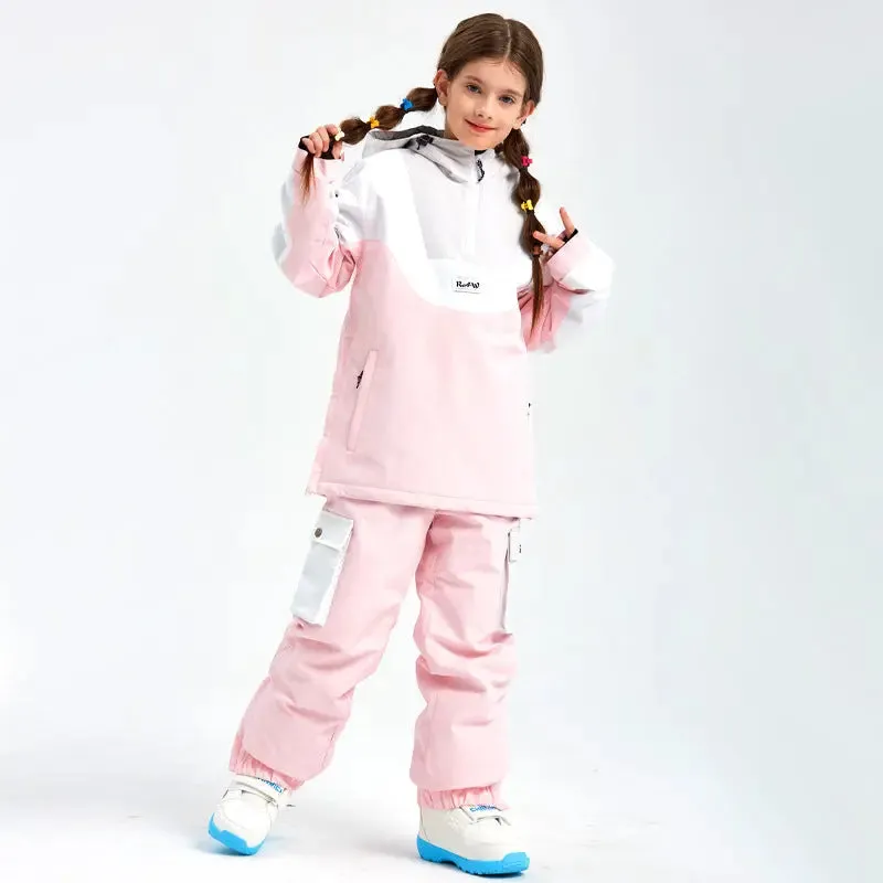 Children Anorak Snow Jacket & Pants Set Loose Fit Outwear