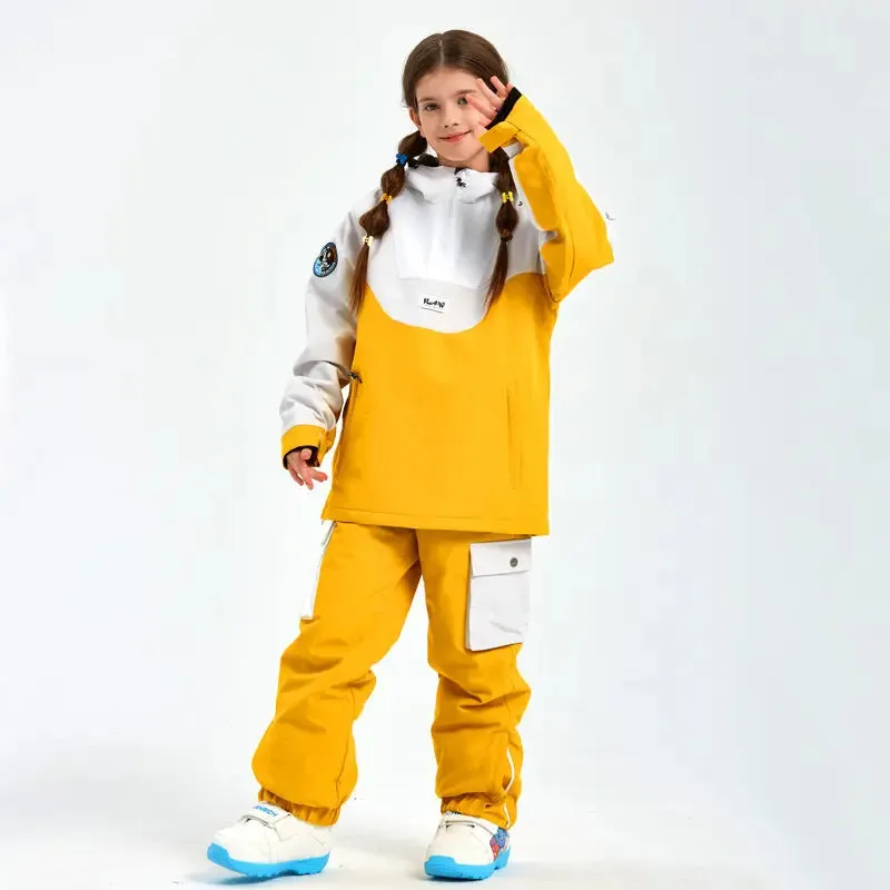 Children Anorak Snow Jacket & Pants Set Loose Fit Outwear