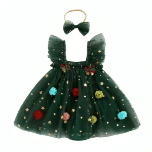 Christmas Tree Ruffle Tulle Tutu Dress