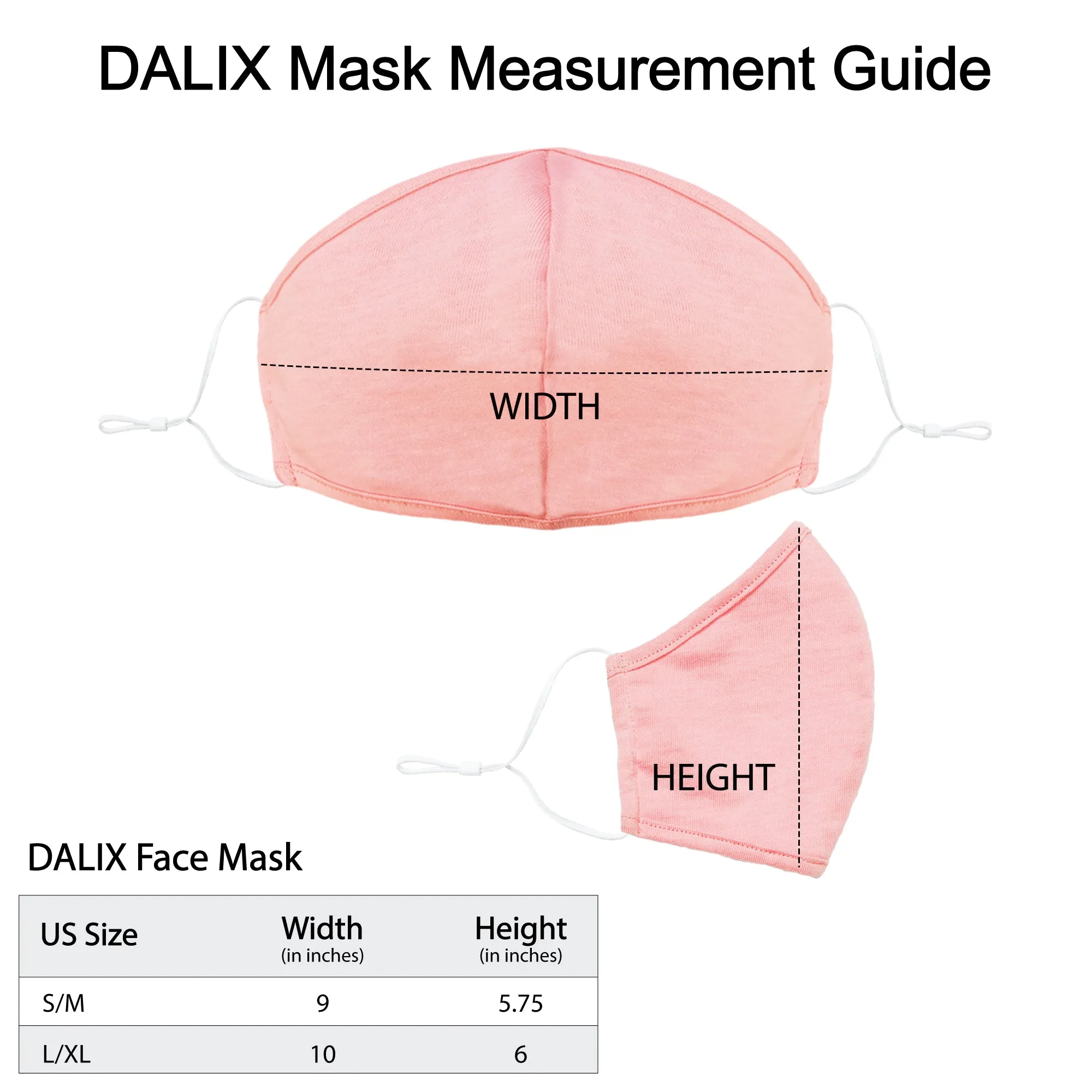 Dalix Cloth Face Mask Reuseable Washable Made in USA - S-M , L-XL Size