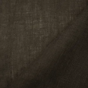 Dark Brown Washed Semi-Sheer Solid Linen Woven Fabric