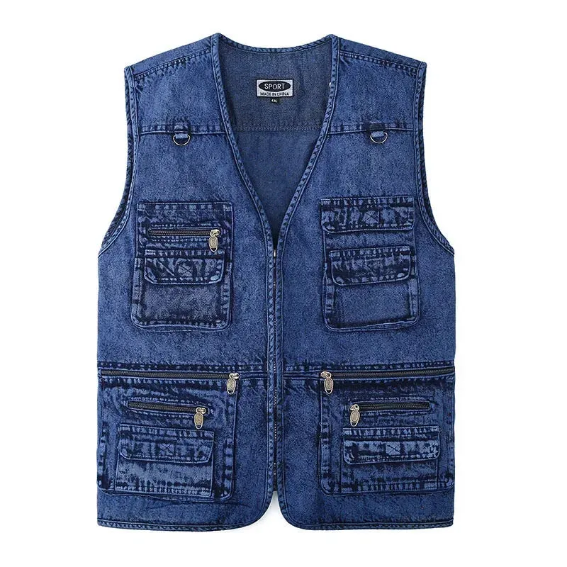 Denim Multi-Pocket Vest