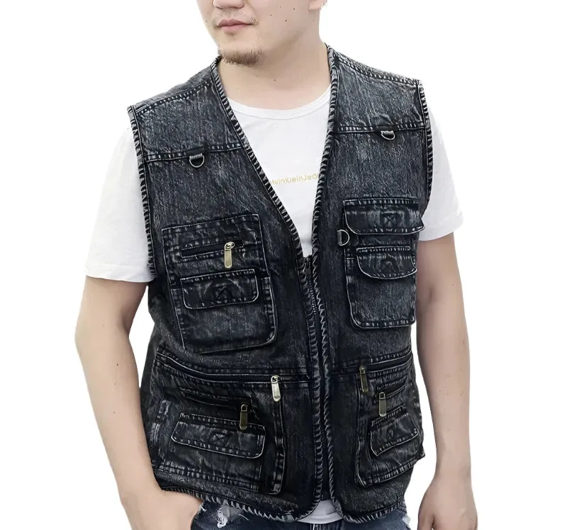 Denim Multi-Pocket Vest