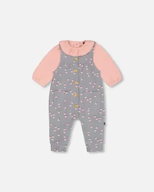 Deux Par Deux Onesie & Overall Set - printed apples