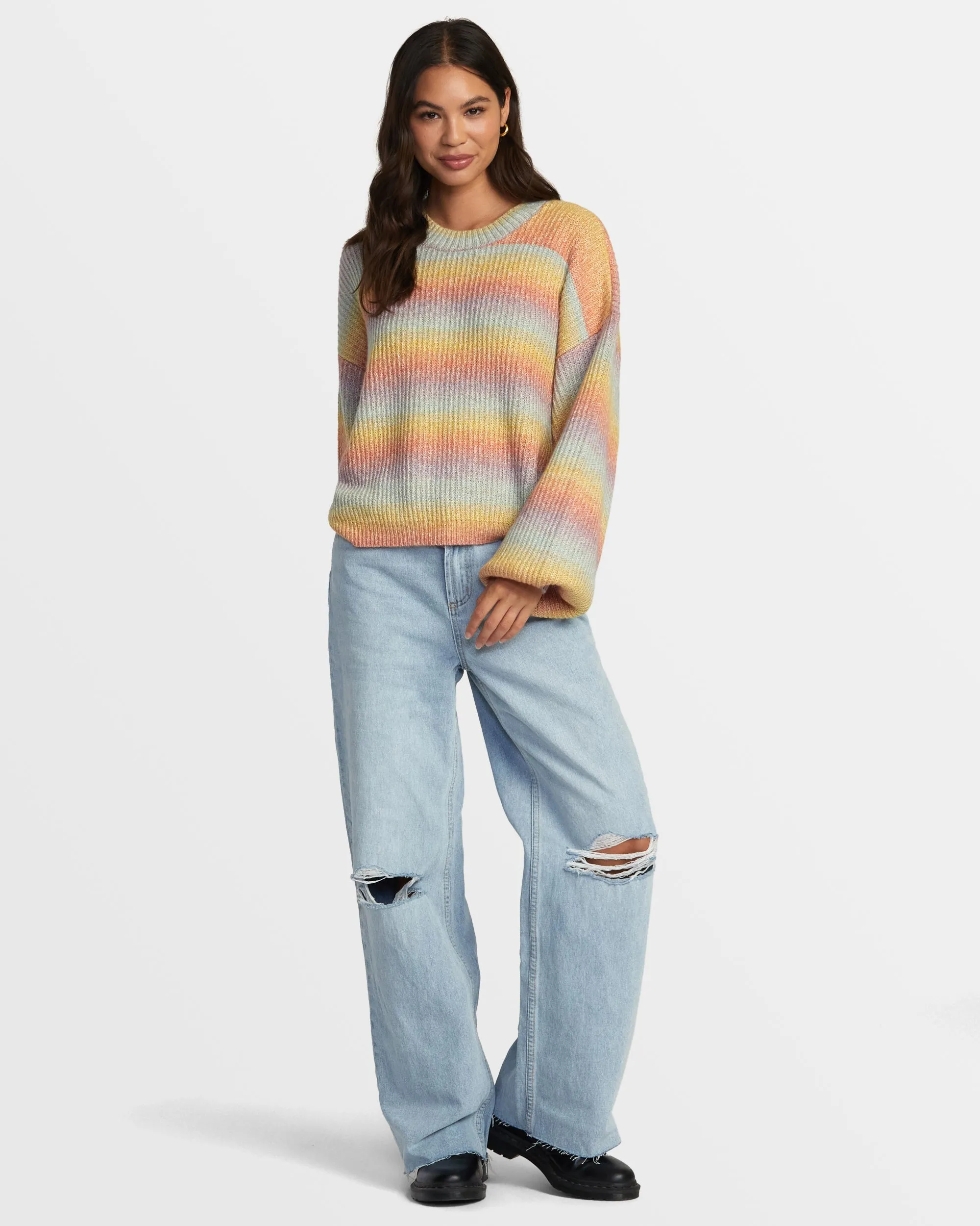 Dip In Pullover Sweater - Sky High