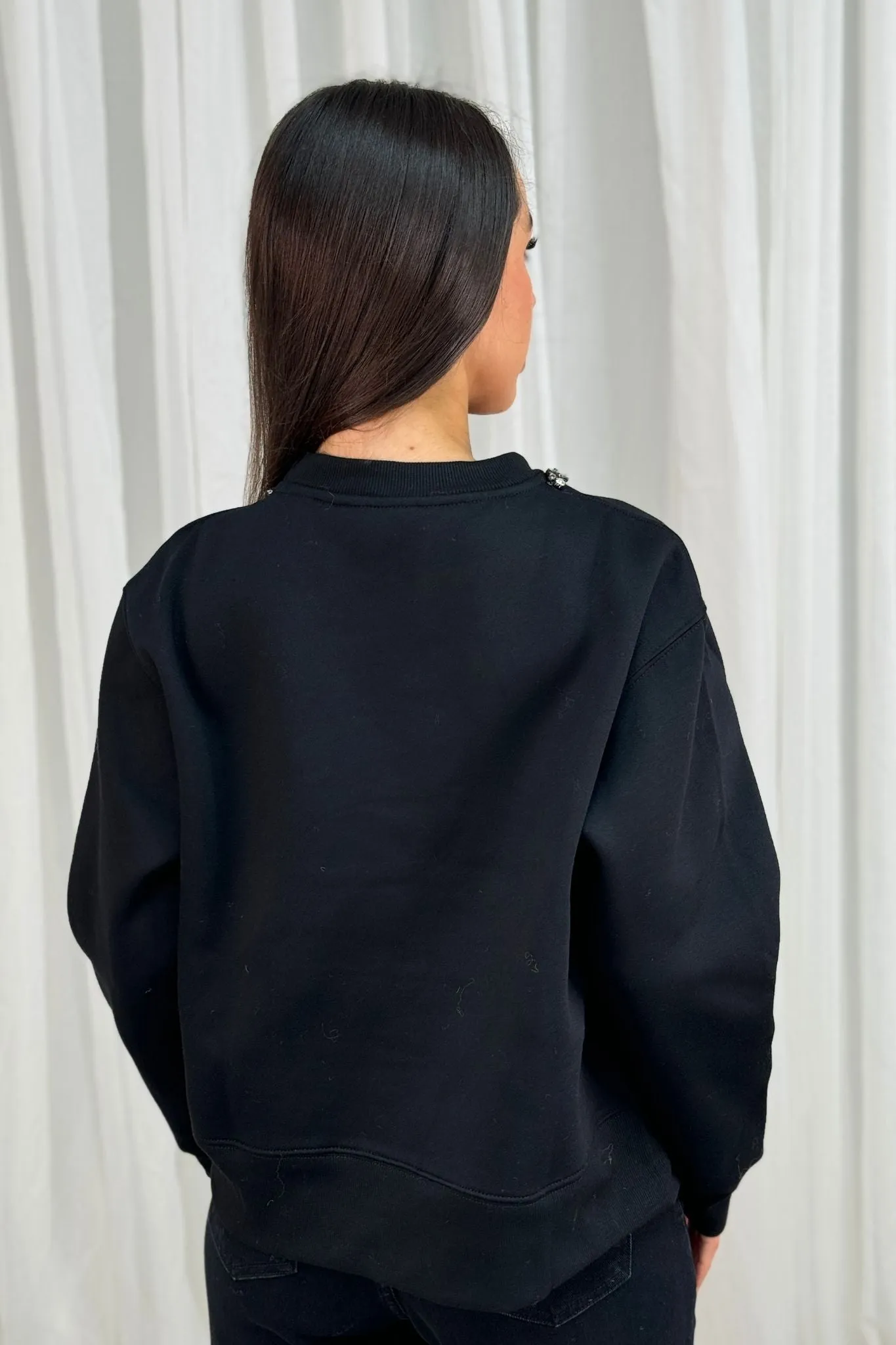 Frankie Embellished Sweatshirt In Black