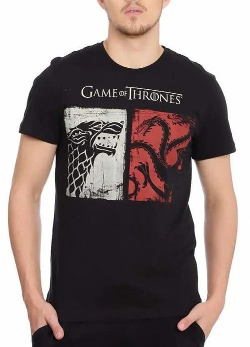 Game Of Thrones Power Duo Black Half Sleeve Men