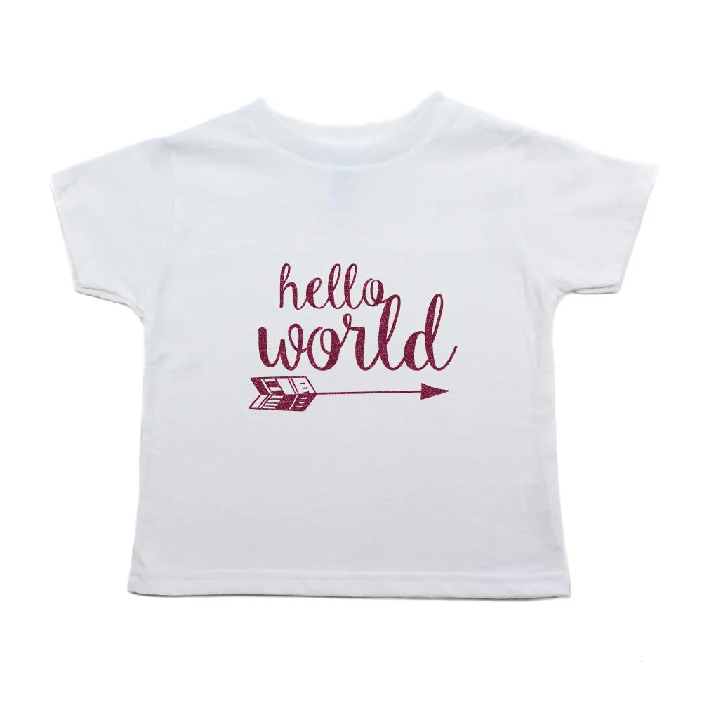 Glitter Gold Hello World Toddler Short Sleeve T-Shirt