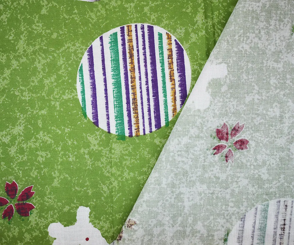 Green-Purple-Multi Abstract Bunny Art Printed Cotton Shirting Woven Fabric