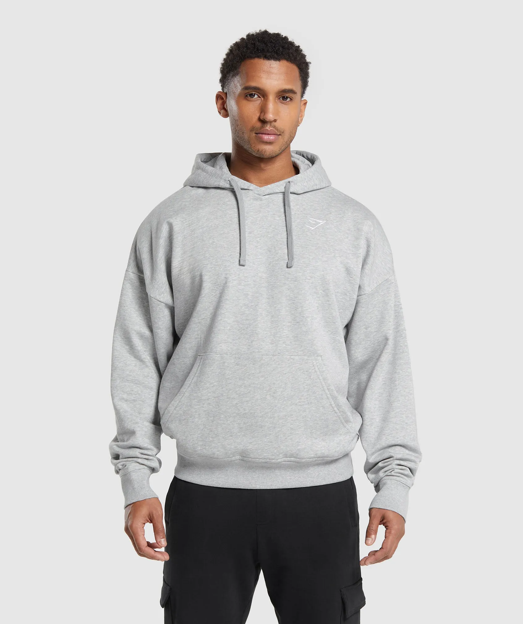 Gymshark Crest Oversized Hoodie - Light Grey Marl