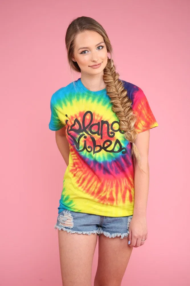 Island Vibes Rainbow Tie-Dye Graphic Unisex Tee