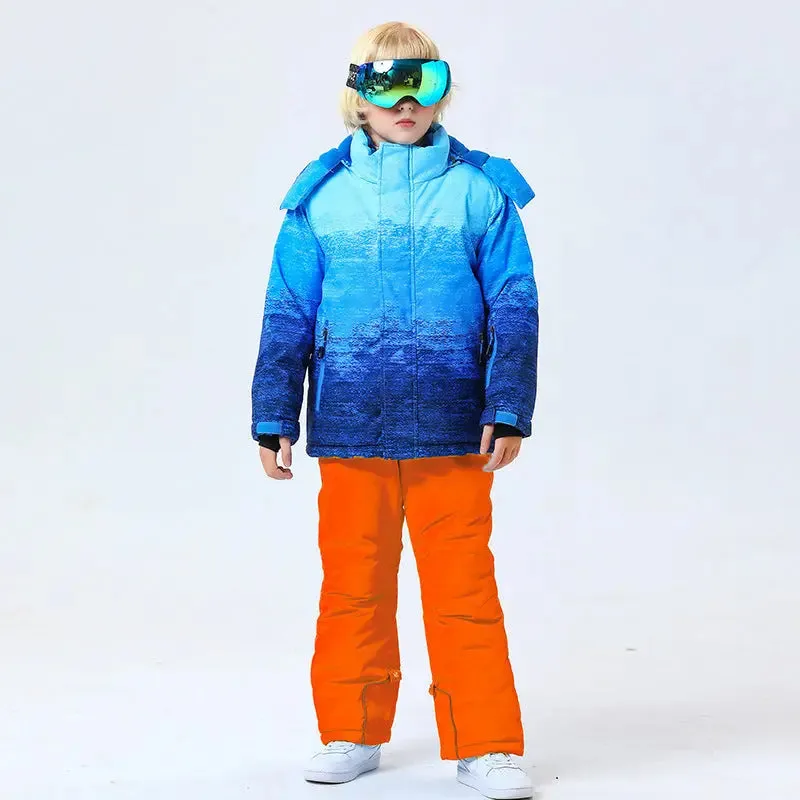 Kids Snow Coat & Snow Pants Set Thick Softshell Outdoor Snowsuits