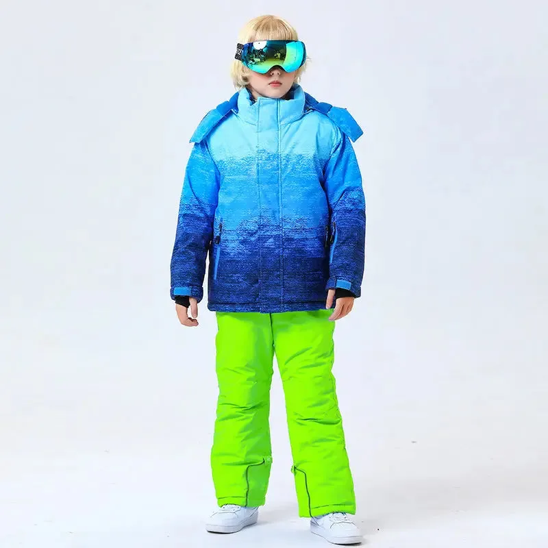 Kids Snow Coat & Snow Pants Set Thick Softshell Outdoor Snowsuits