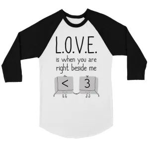 Love When You Beside Me Womens Baseball Tee Cute Raglan Shirt Gift