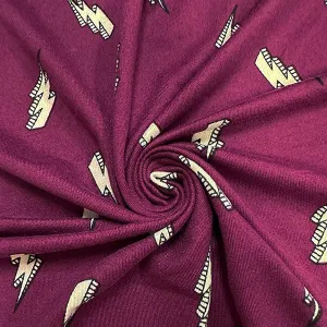 Magenta Lightning Print Double Brushed Jersey Knit Fabric