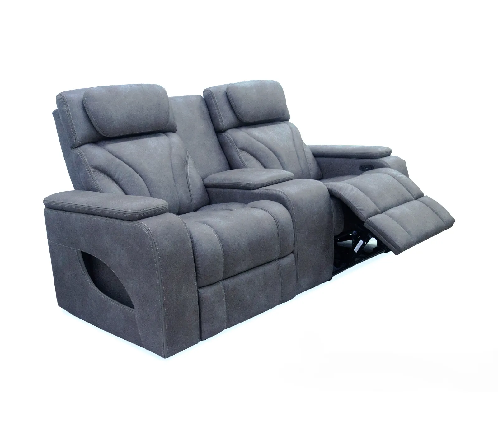 Maverick Loveseat w/ Console - Power Reclining w/ Power Headrests - Steel Blue Fabric