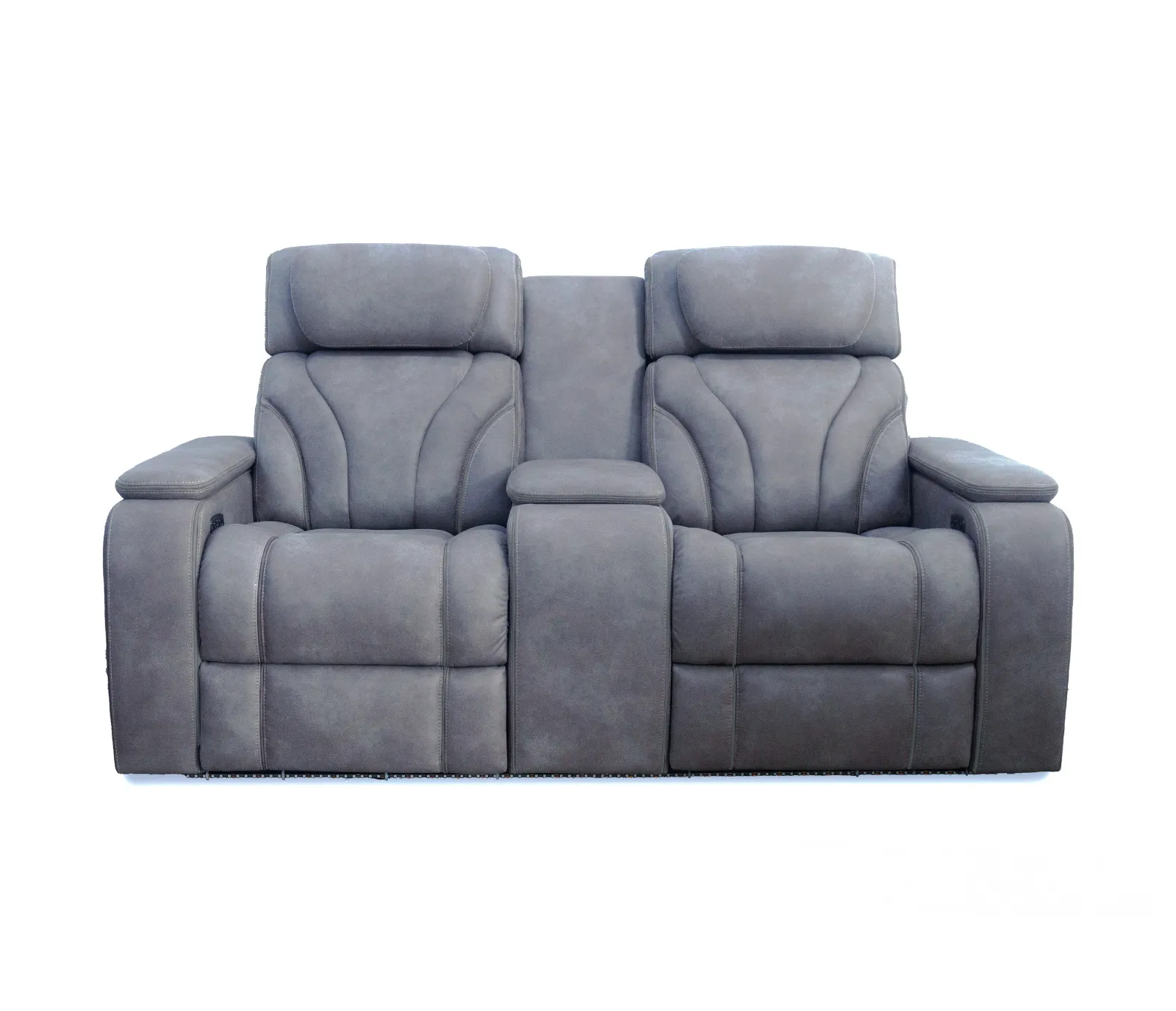 Maverick Loveseat w/ Console - Power Reclining w/ Power Headrests - Steel Blue Fabric