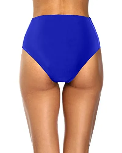 Mid High Rise Women's Side Strappy Bathing Suits Bottom-Royal Blue