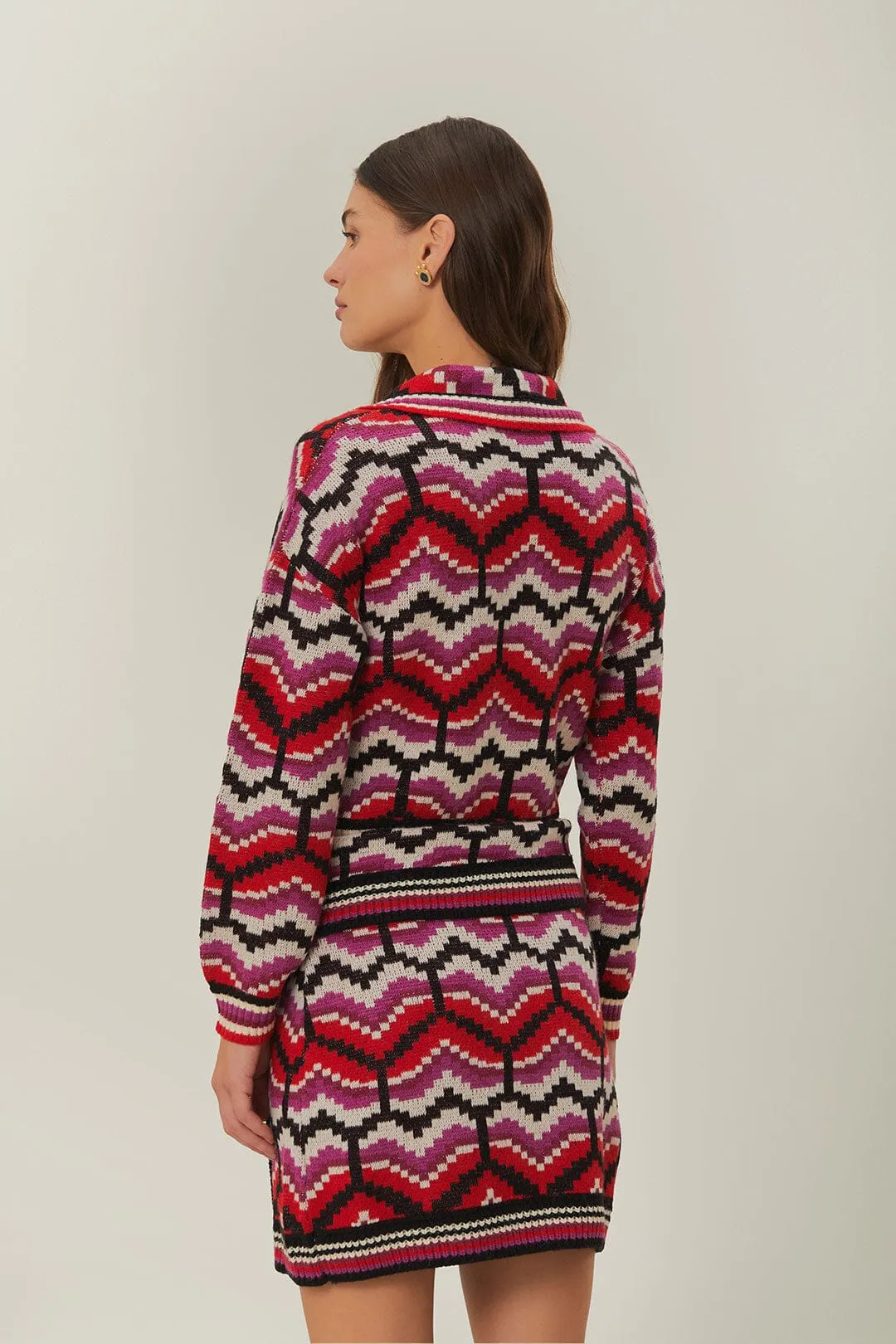 Multicolor Ombre Heart Knit Cardigan