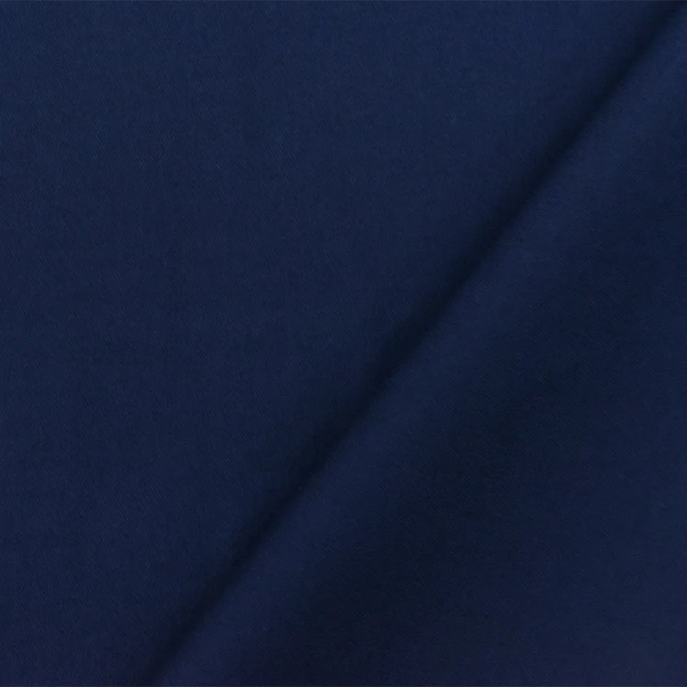 Navy Blue Solid Poly Cotton Stretch Twill Woven Fabric