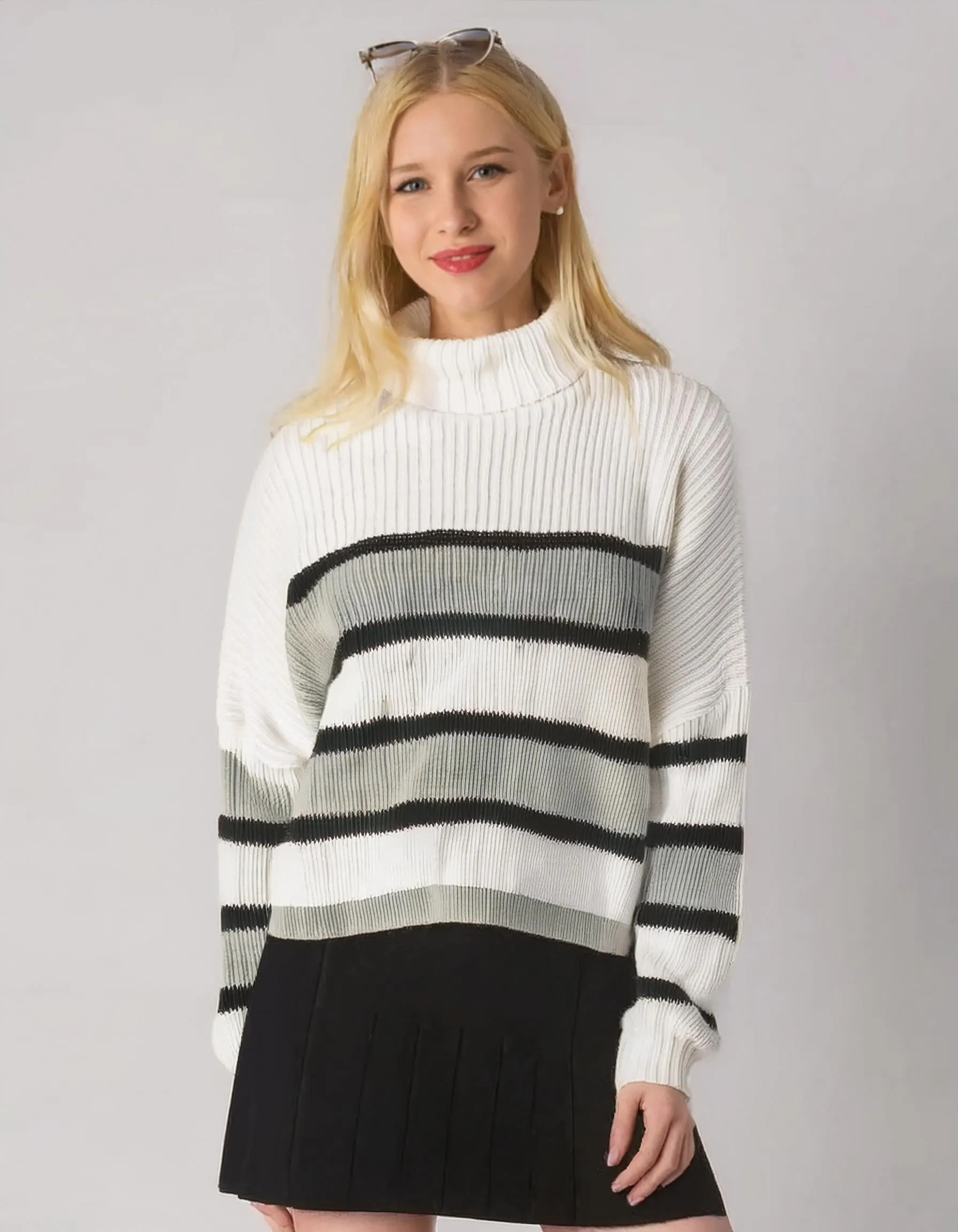 Ombre Striped Crewneck Sweater