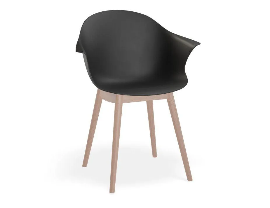 Pebble Armchair Black with Shell Seat - Sled Base