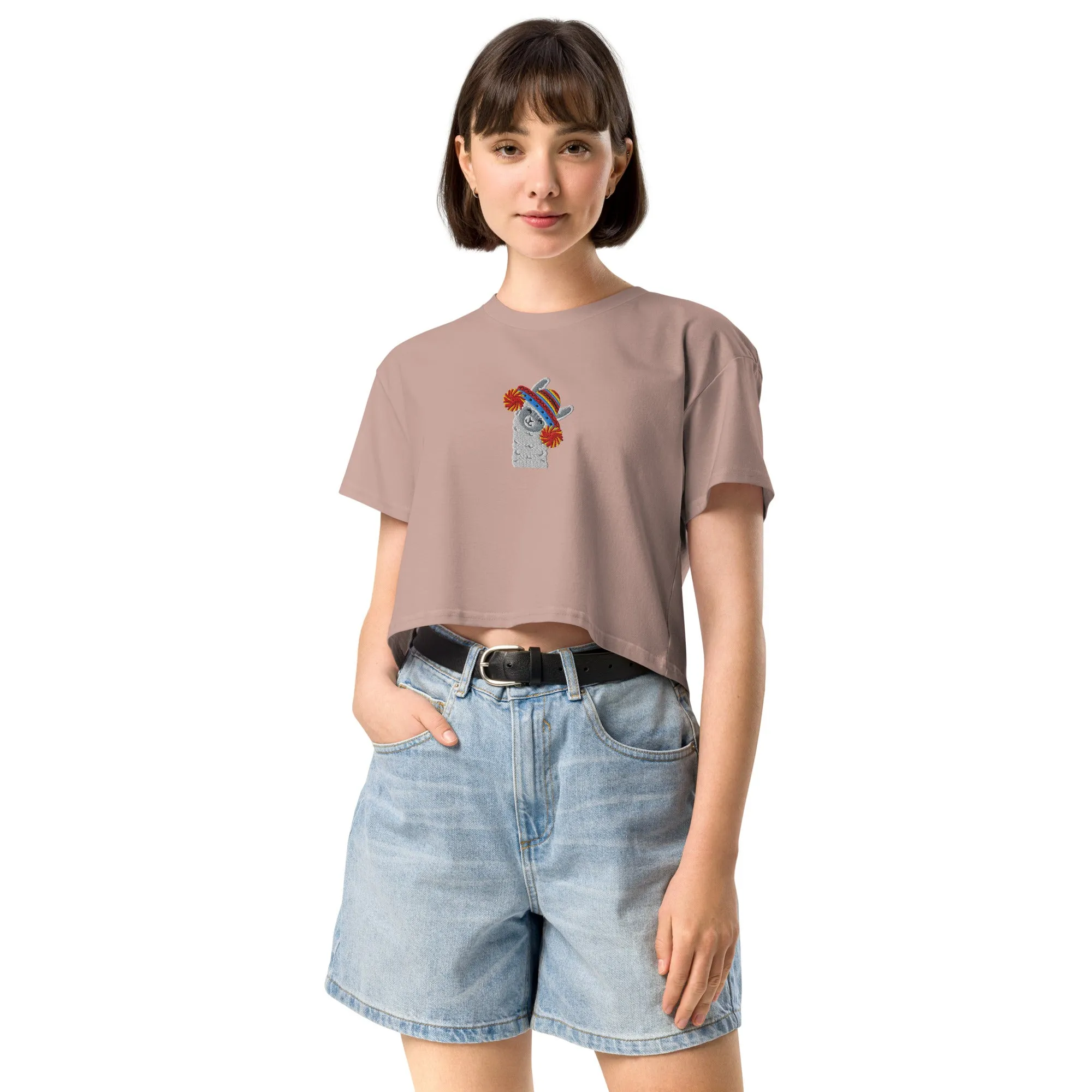 Peruvian Alpaca Embroidered Cropped T-Shirt