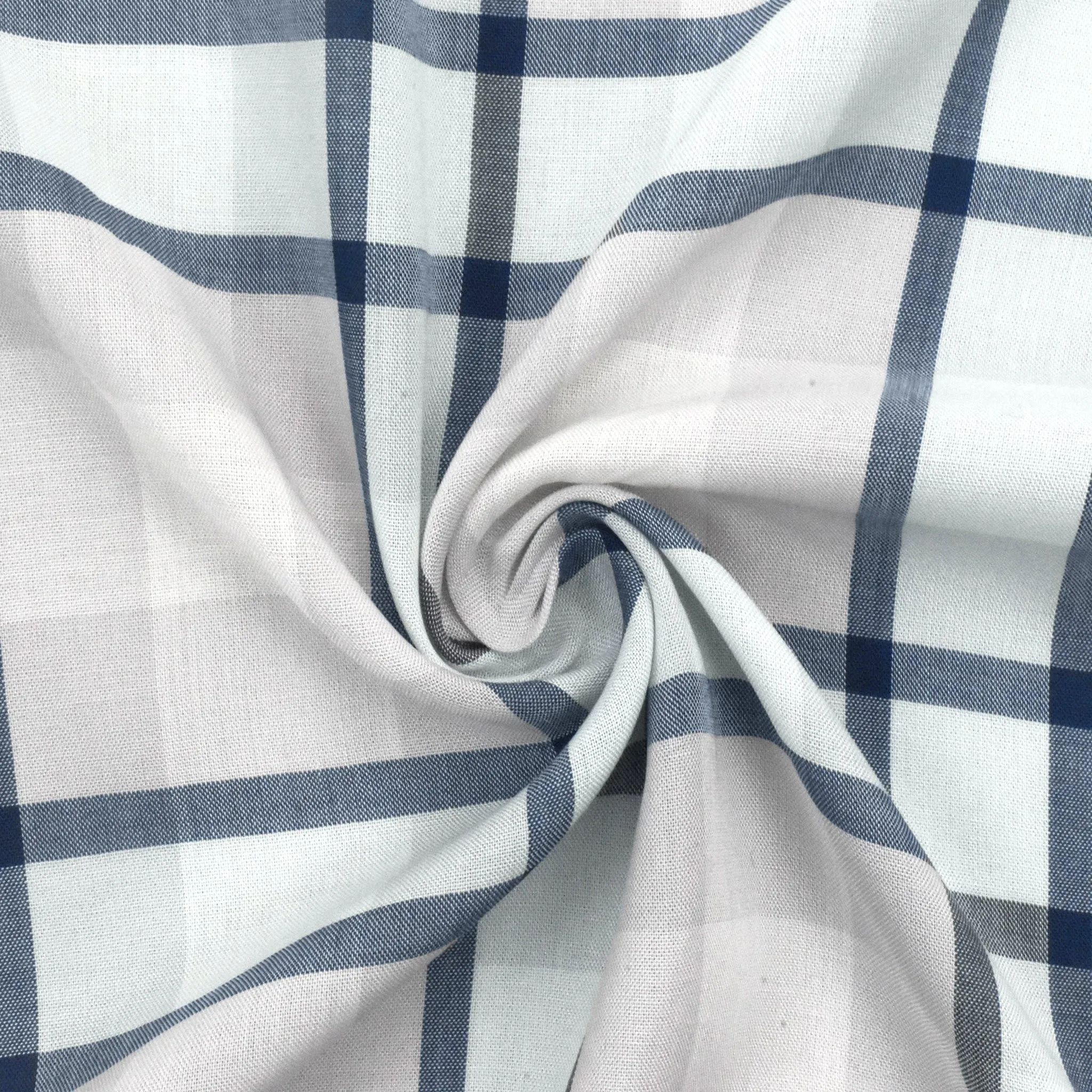 Powder Blue-White-Multi Plaid Rayon Lawn Woven Fabric