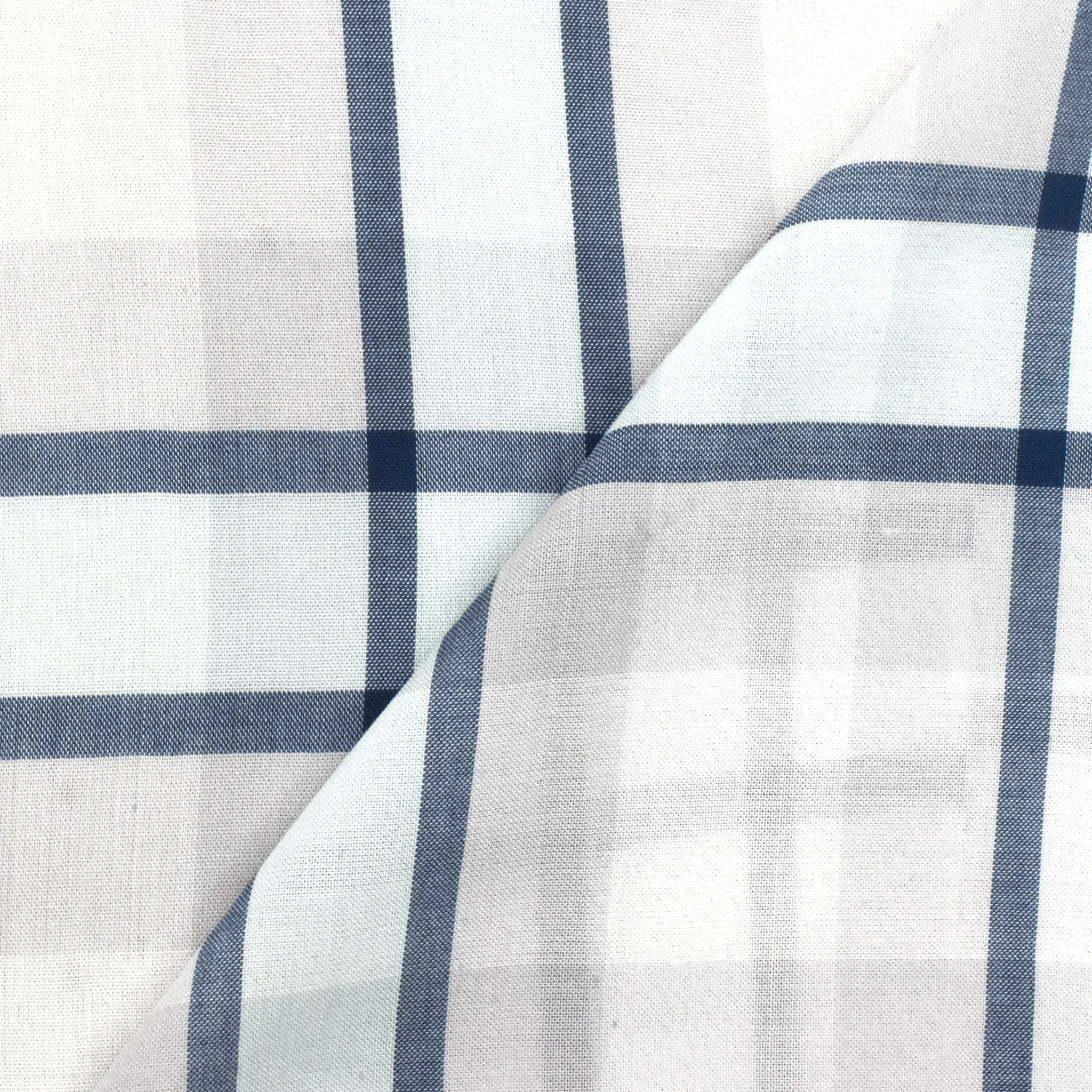 Powder Blue-White-Multi Plaid Rayon Lawn Woven Fabric