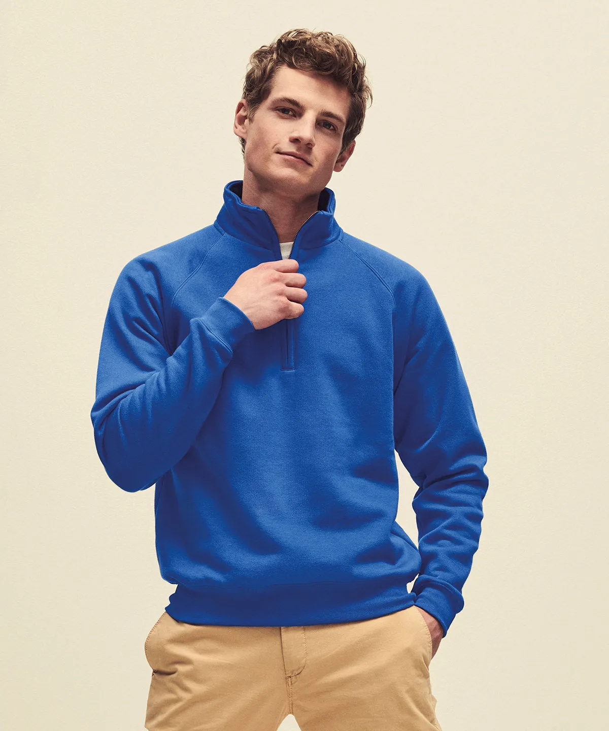 Premium 70/30 zip-neck sweatshirt | Royal Blue